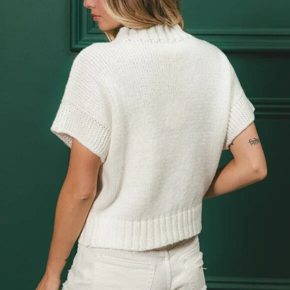 BIBI Football Sequin Knit Sweater White Short Sleeve Tailgate Game Day Top - Picture 5 of 11